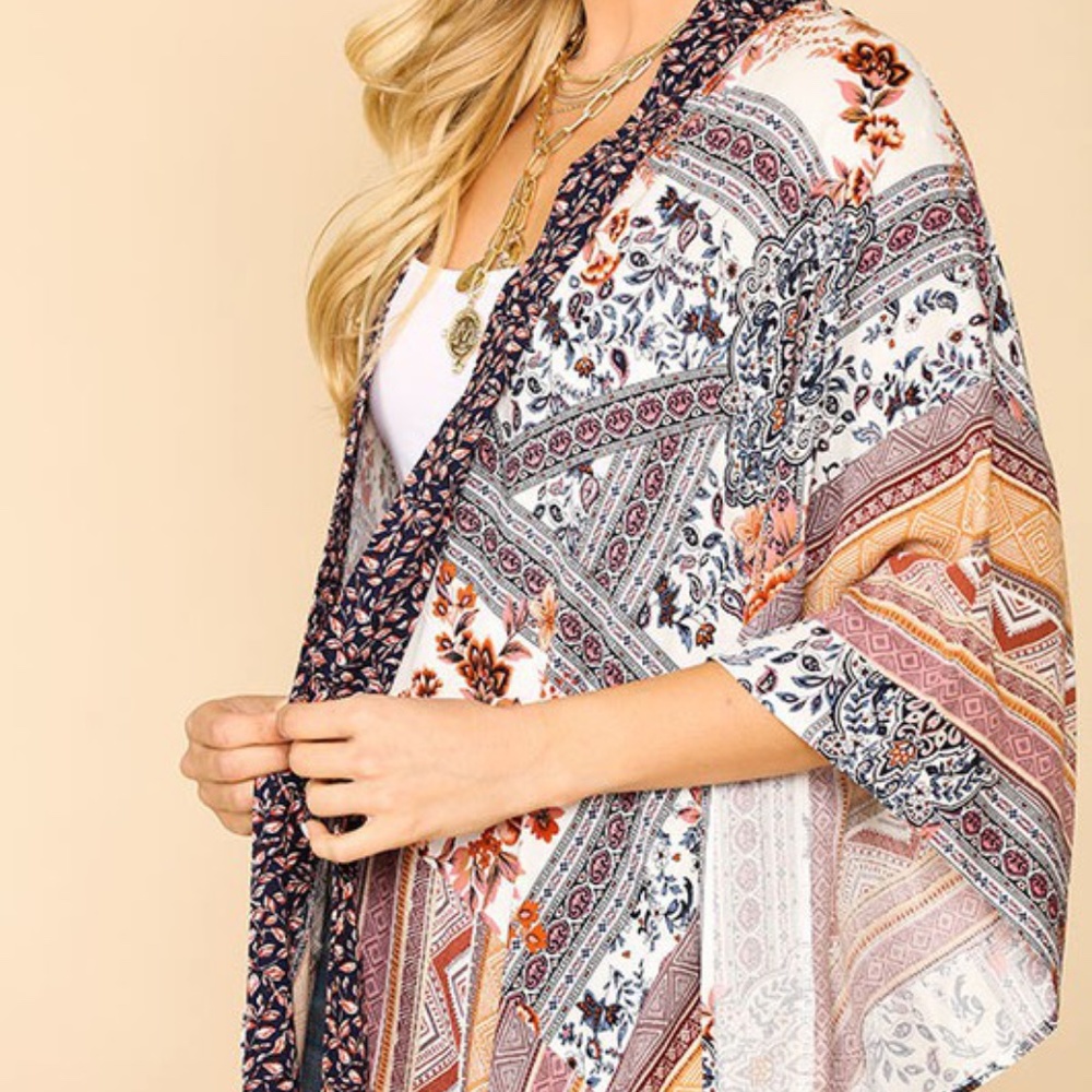 Boho Multi-print Kimono - Picture 2 of 8